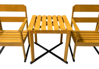 Two Art Deco Modernist Lacquered Beech Armchairs and Table, 1930s
